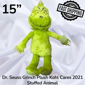 Dr. Seuss Grinch 15" Plush Kohl Cares 2021 EUC Stuffed Animal FREE SHIPPING
